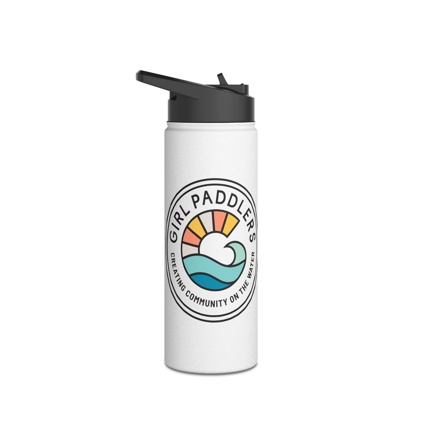 Girl Paddlers Solid Logo Stainless Steel Water Bottle, Standard Lid