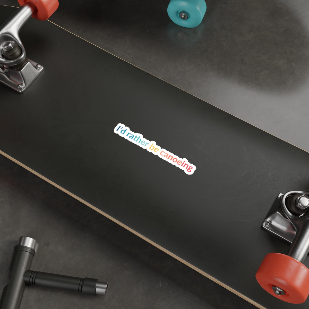Id' Rather Be Canoeing Rainbow Sticker