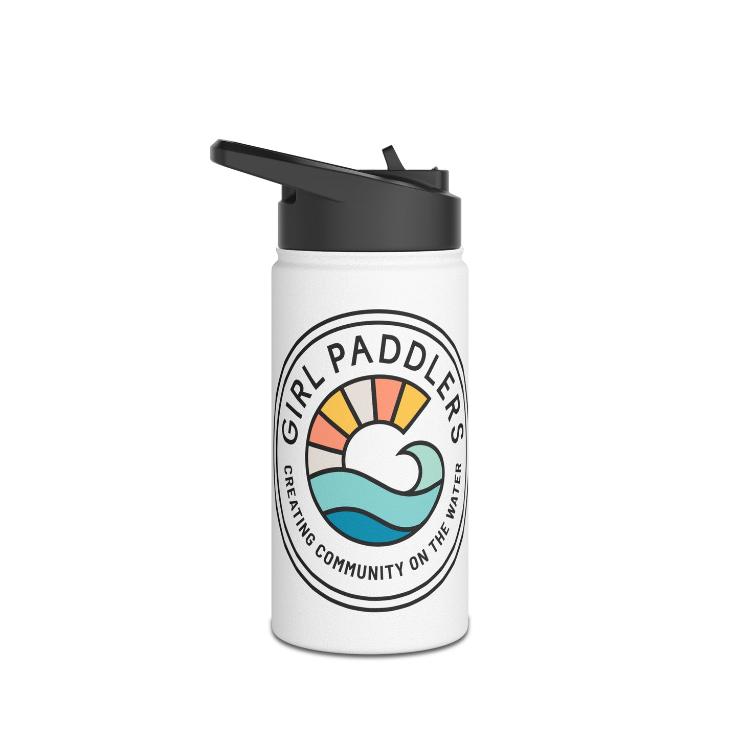 Girl Paddlers Solid Logo Stainless Steel Water Bottle, Standard Lid