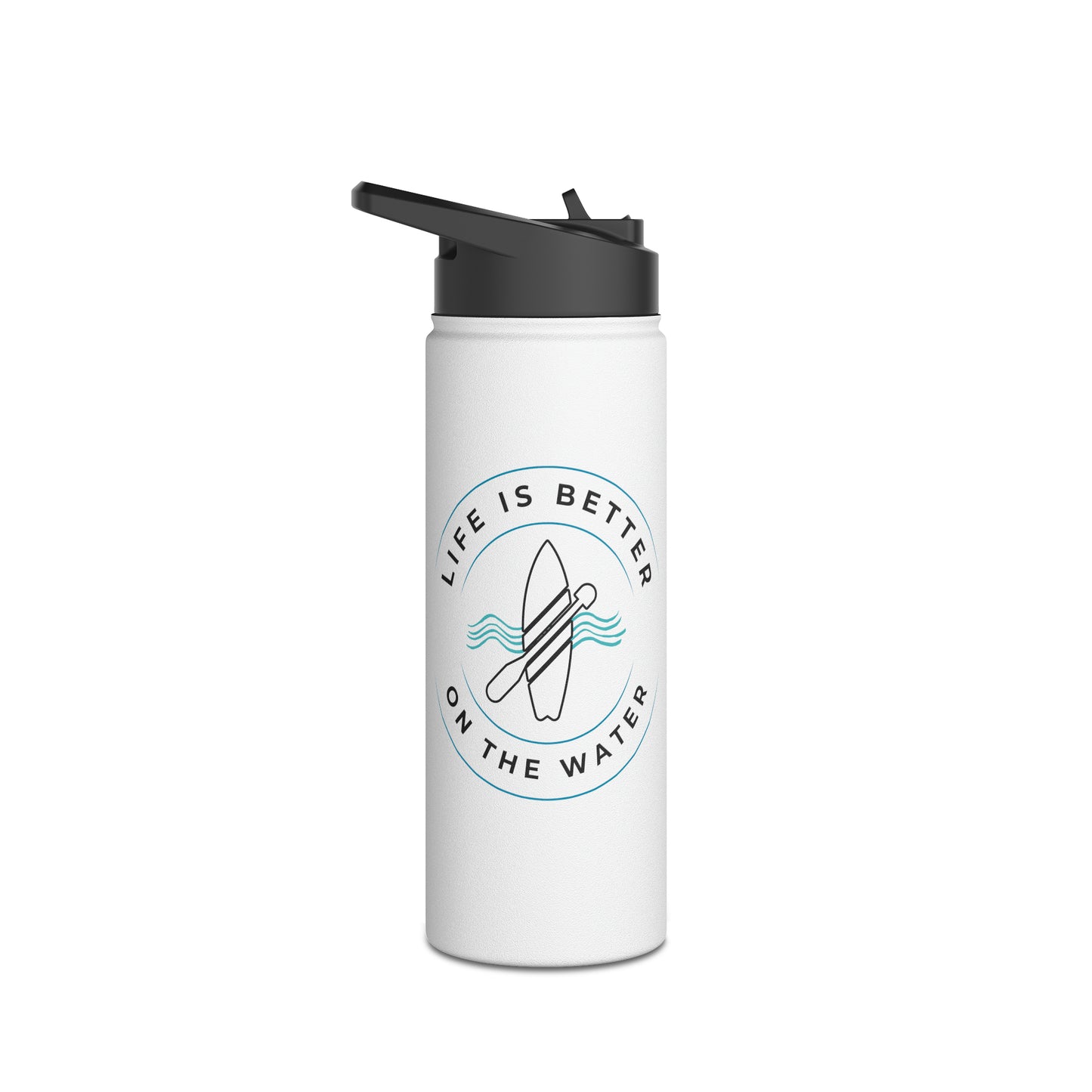 Life Is Better On The Water Paddleboard Stainless Steel Water Bottle, Standard Lid