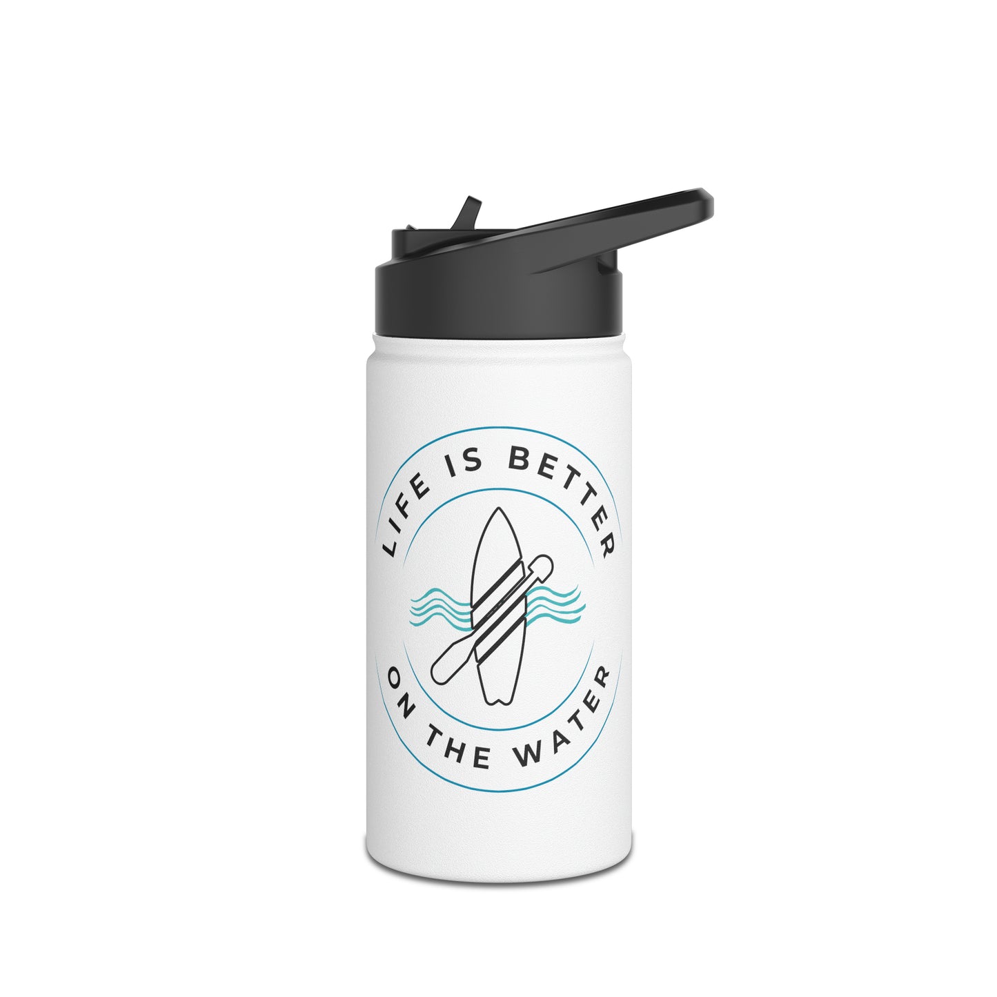 Life Is Better On The Water Paddleboard Stainless Steel Water Bottle, Standard Lid
