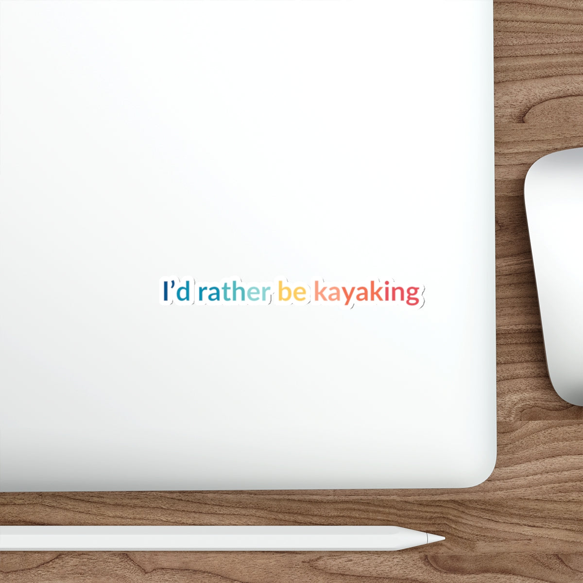 Id' Rather Be Kayaking Rainbow Sticker