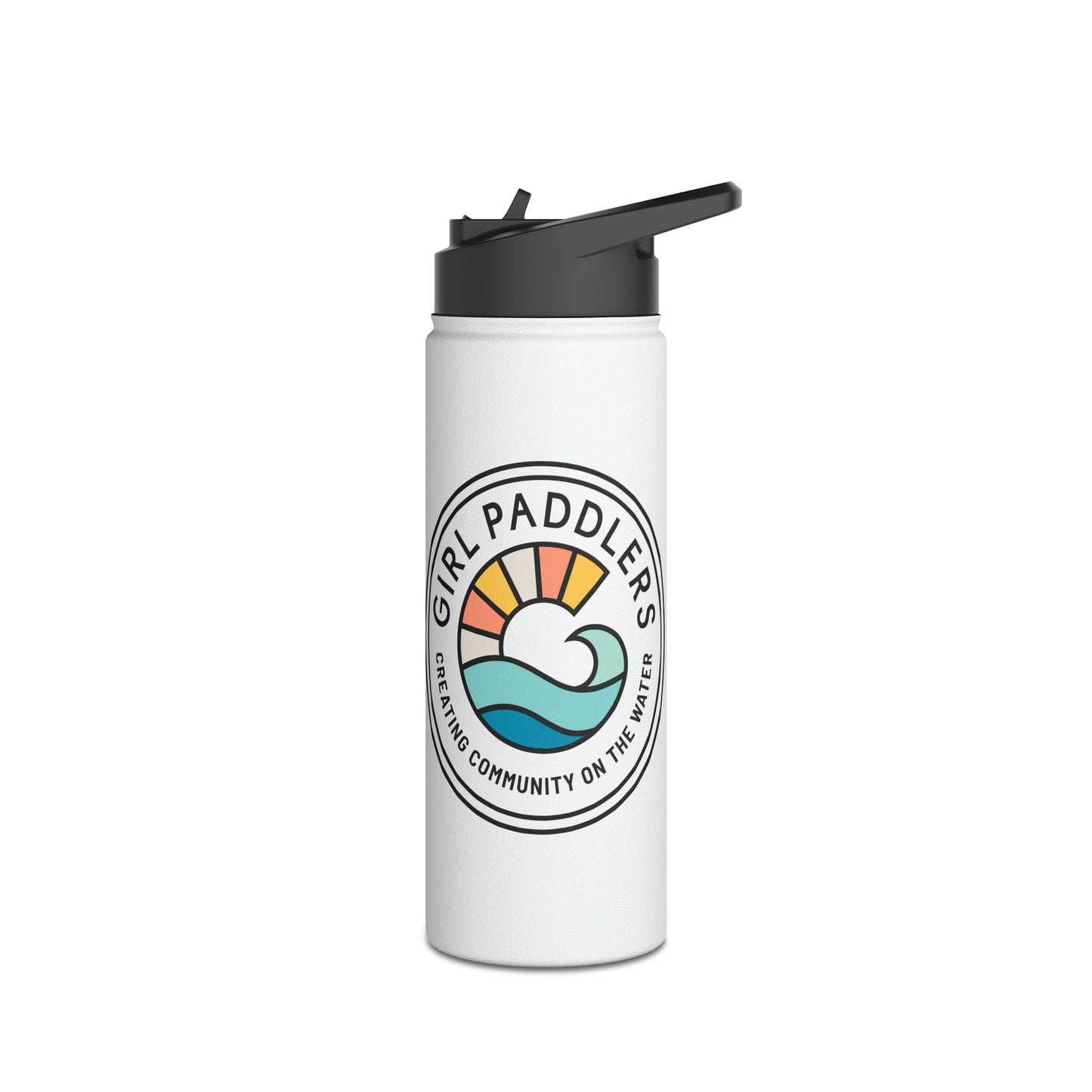 Girl Paddlers Solid Logo Stainless Steel Water Bottle, Standard Lid