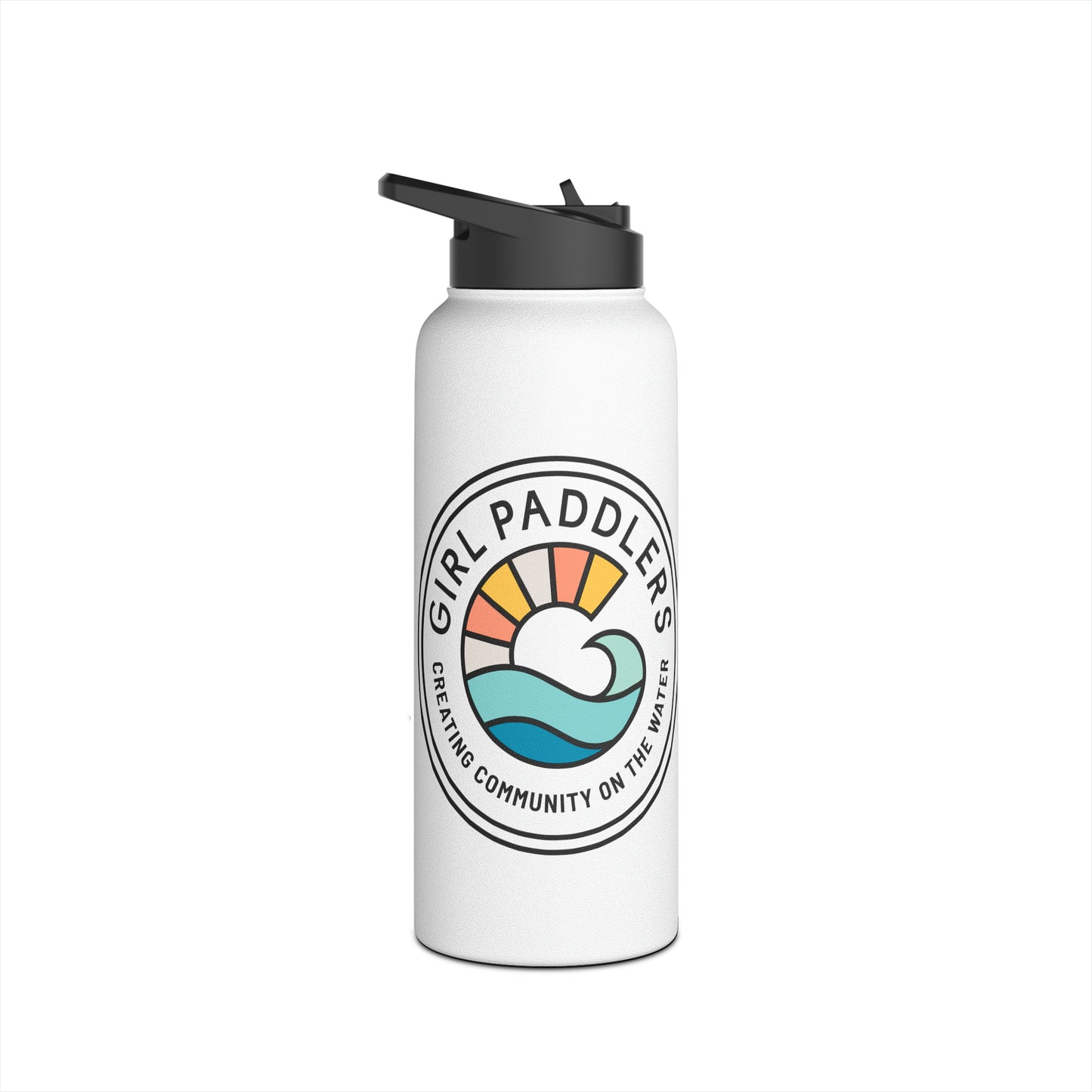 Girl Paddlers Solid Logo Stainless Steel Water Bottle, Standard Lid