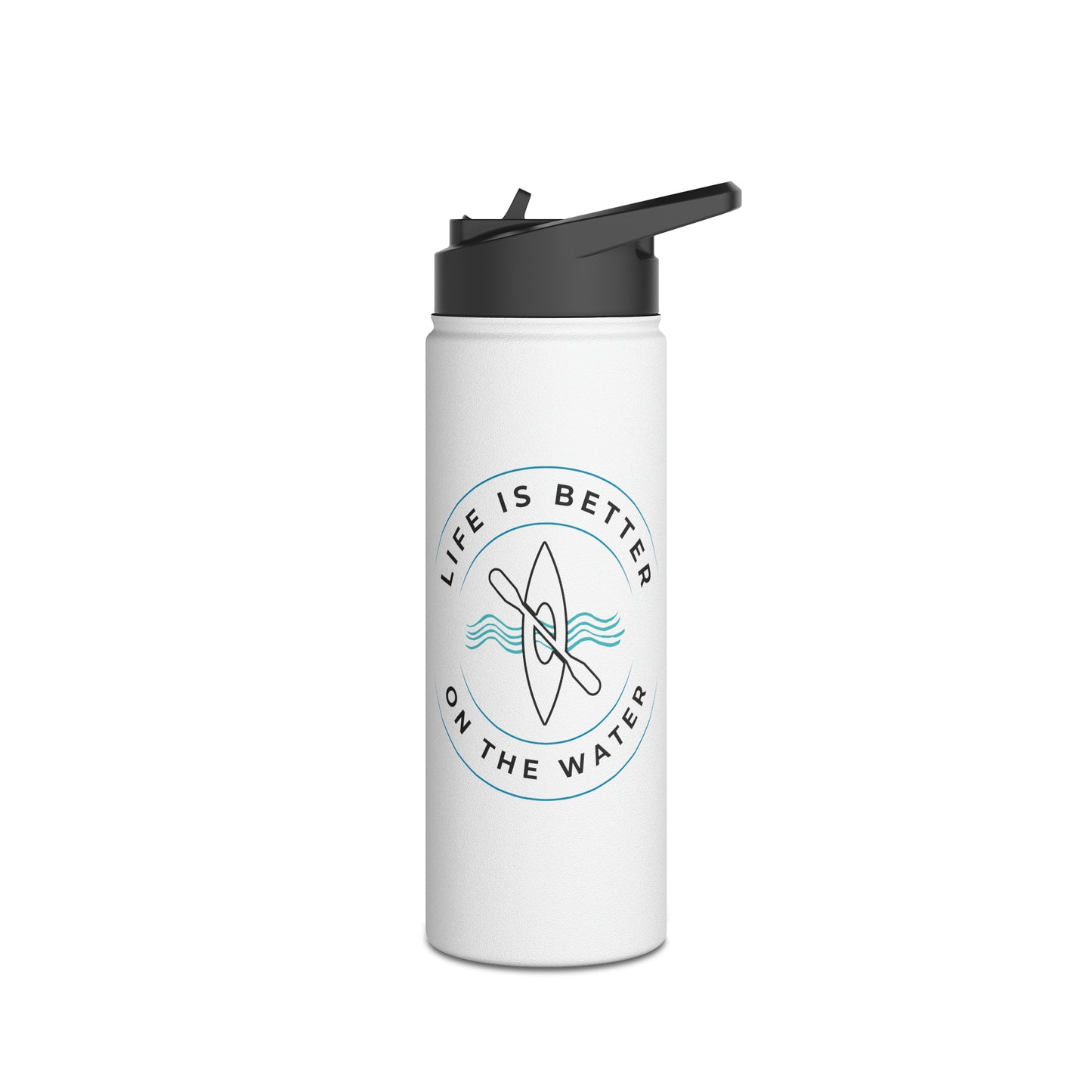 Life Is Better On The Water Kayak Stainless Steel Water Bottle, Standard Lid