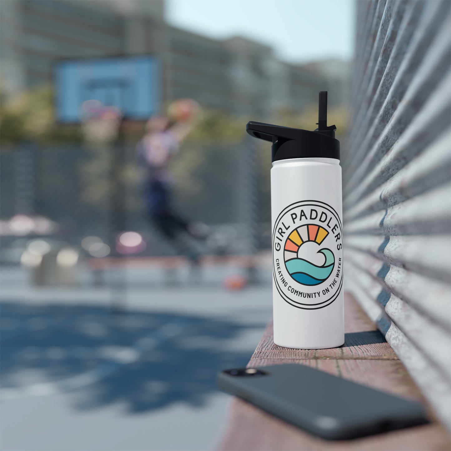 Girl Paddlers Solid Logo Stainless Steel Water Bottle, Standard Lid