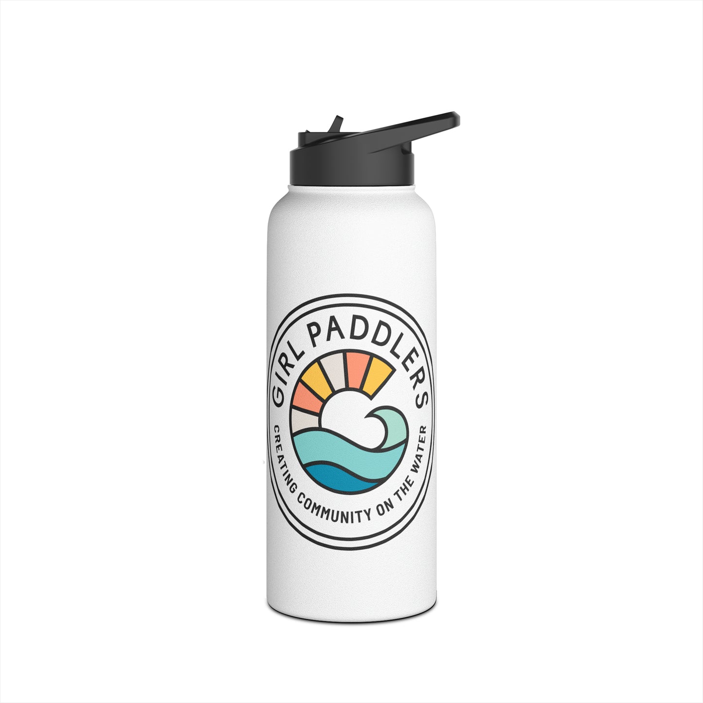 Girl Paddlers Solid Logo Stainless Steel Water Bottle, Standard Lid