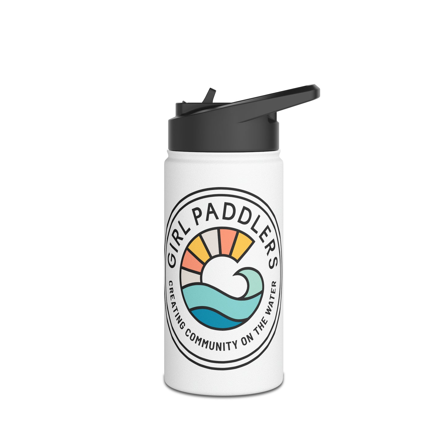 Girl Paddlers Solid Logo Stainless Steel Water Bottle, Standard Lid