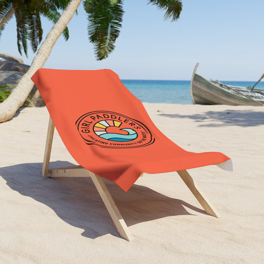 Girl Paddlers Coral Logo Beach Towel