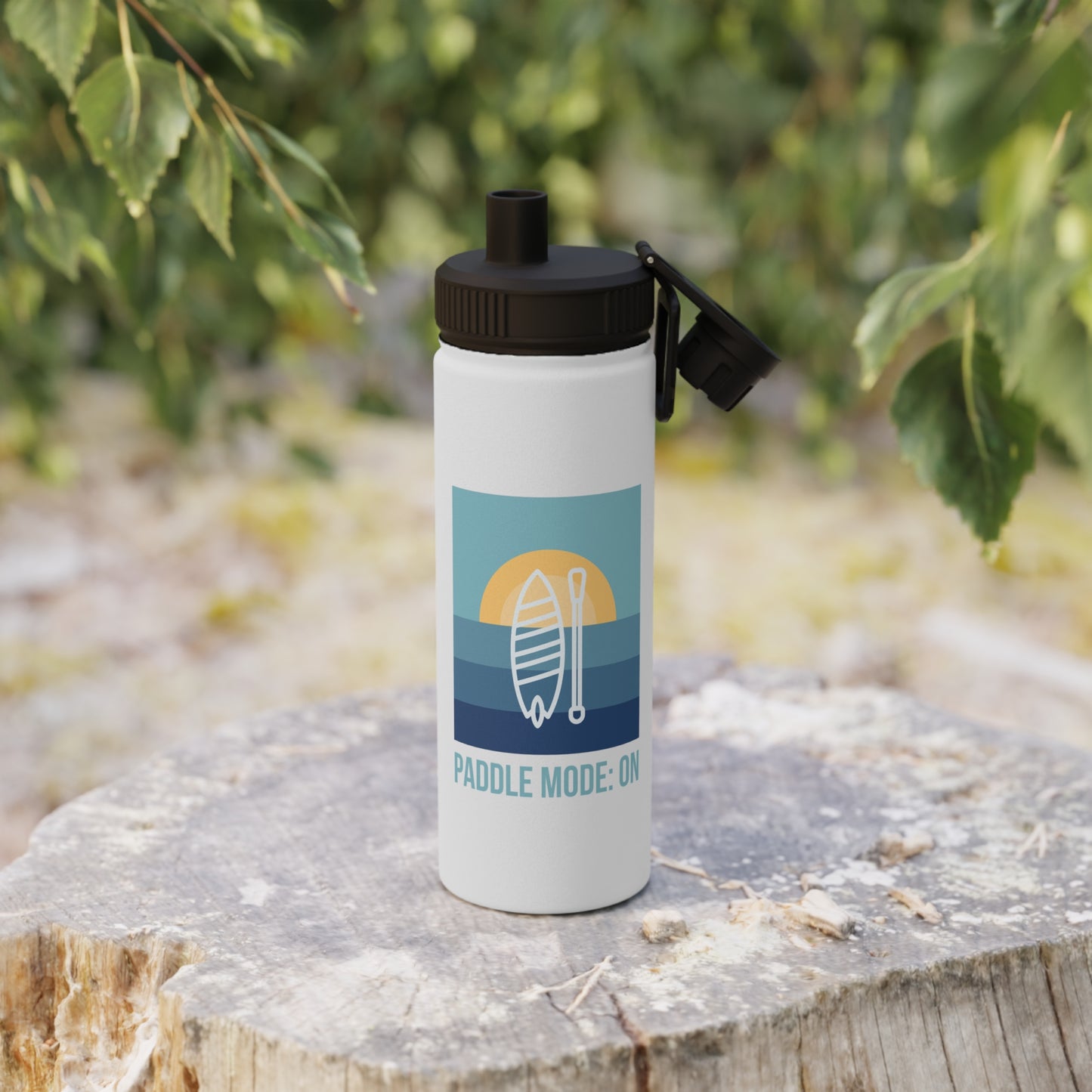 SUP Paddle Mode: On Stainless Steel Water Bottle, Sports Lid