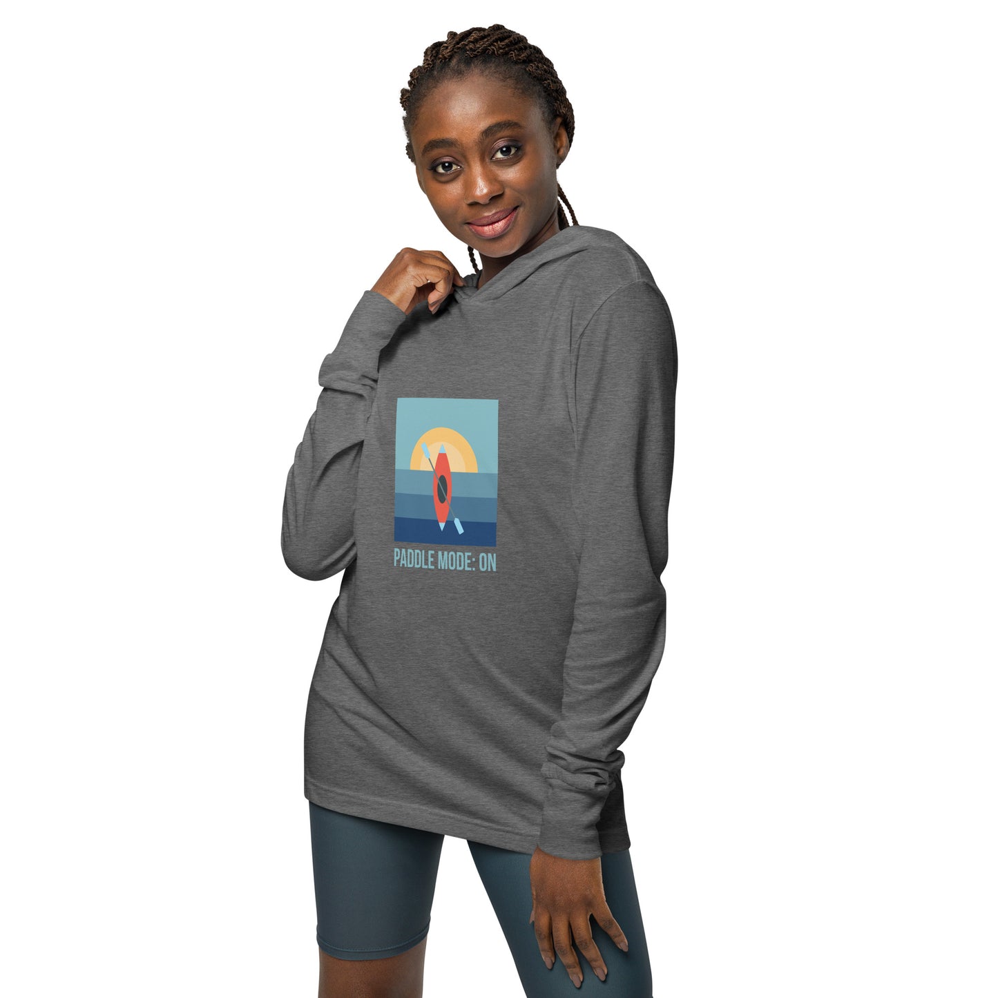 Kayak Paddle Mode On! Hooded long-sleeve tee (Lightweight)