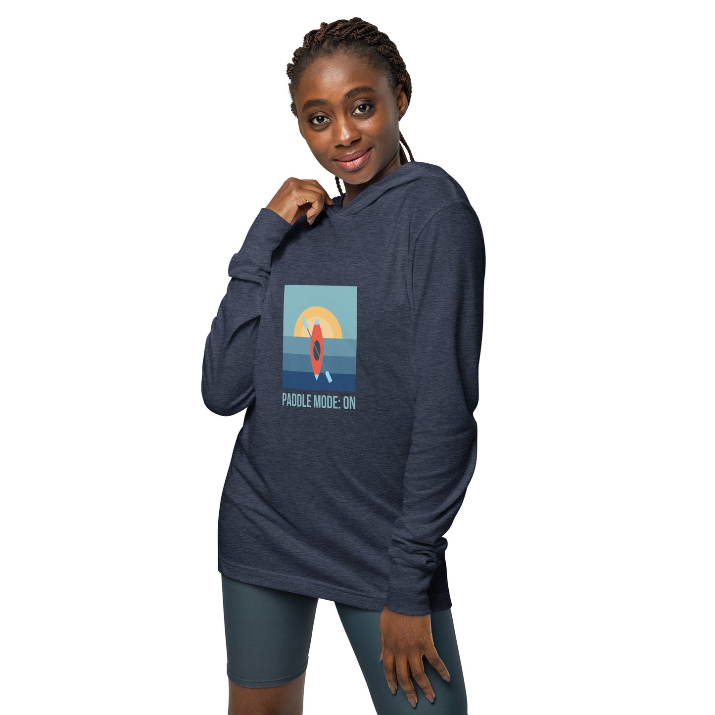 Kayak Paddle Mode On! Hooded long-sleeve tee (Lightweight)